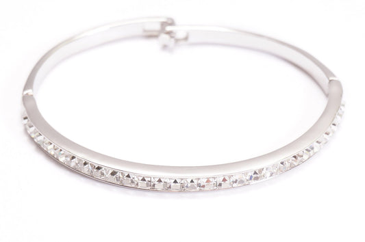 Half Eternity Square Crystals White Gold Bracelet