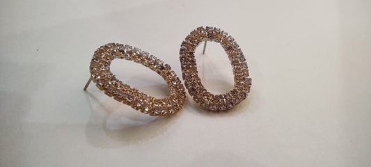 Oval-Cut Rhinestone Stud Earrings