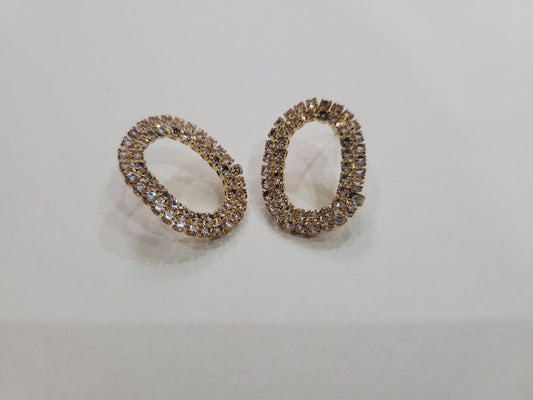Oval-Cut Rhinestone Stud Earrings